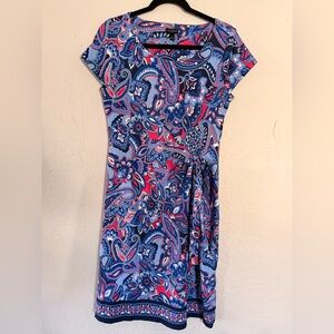 Talbots Blue and Pink Paisley Midi Dress